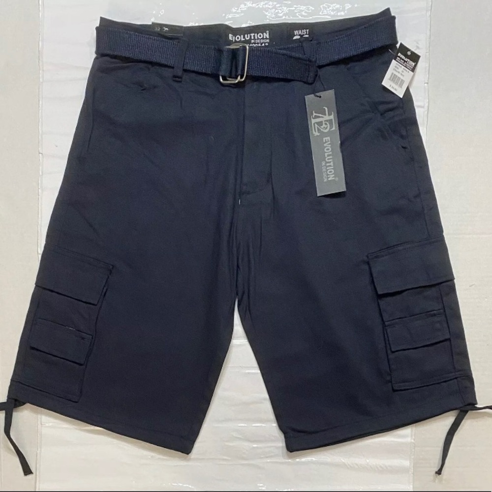Evolution Belted Shorts Men’s 32 Cargo Navy Blue
